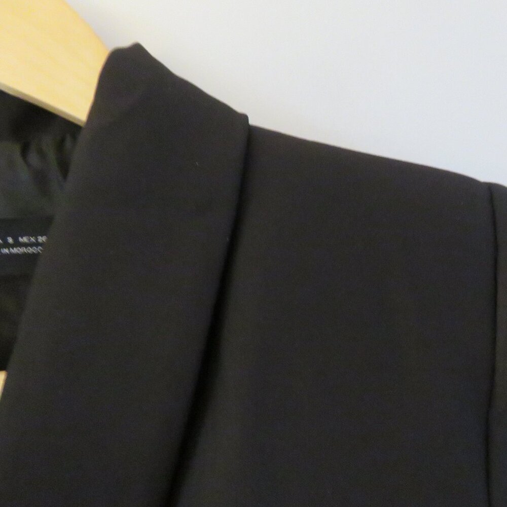 ZARA Double Breasted Long Blazer Jacket in Black Minimalist Blogger Fave Size S - Picture 6 of 14